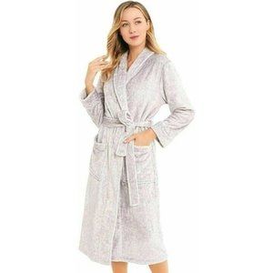 Women Kimono Robes Flannel Long Robe Soft Plush Bathrobes Warm Nightgown Size M